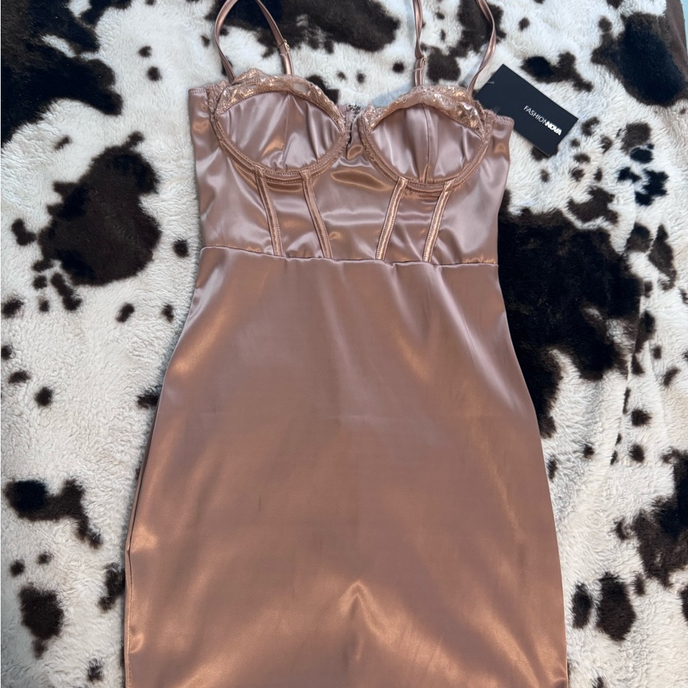 Fashion Nova Blush Satin Mini Dress